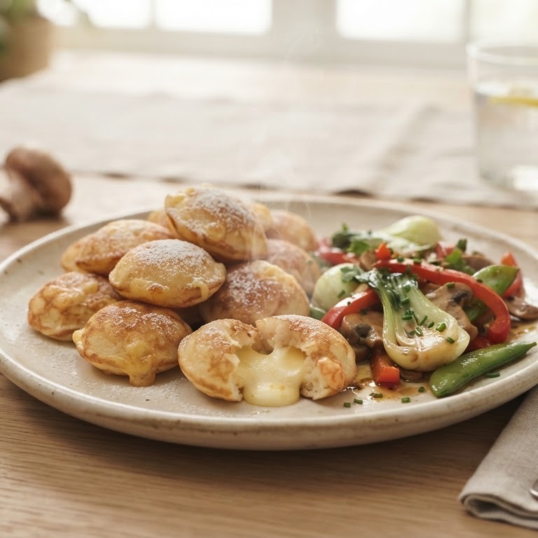 Kaaspoffertjes met  roerbakgroenten