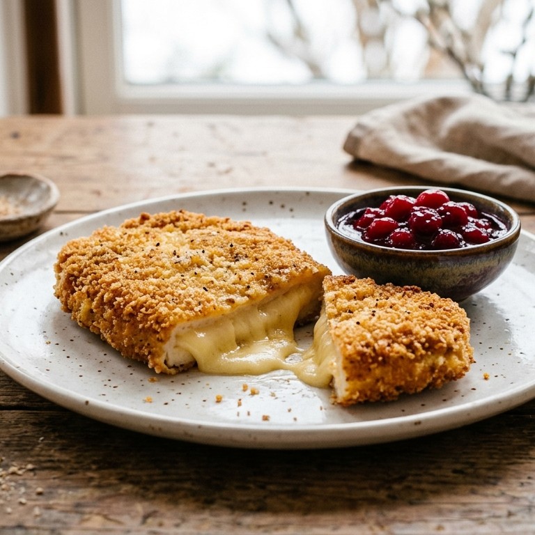 Kaasschnitzels met cranberrycompote