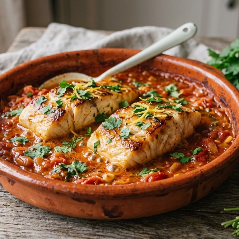 Kabeljauw met tomatensaus