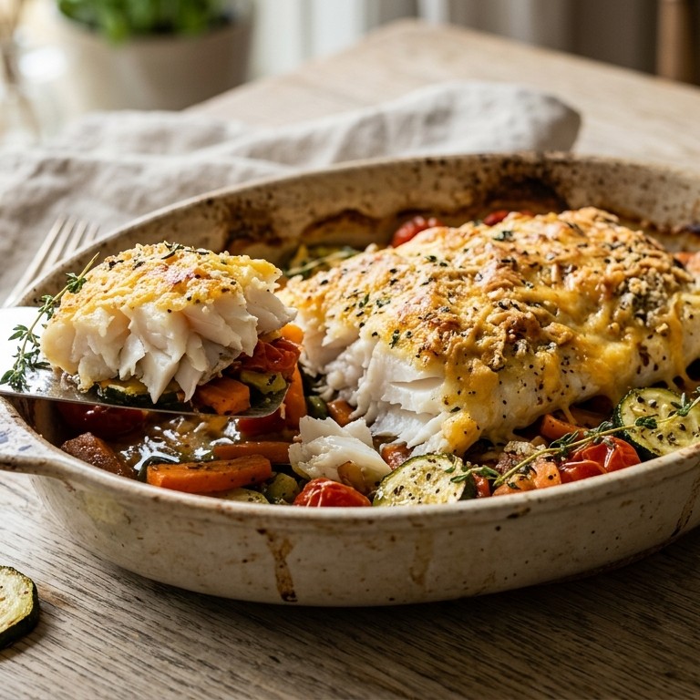 Kabeljauwfilet met een kaasjasje