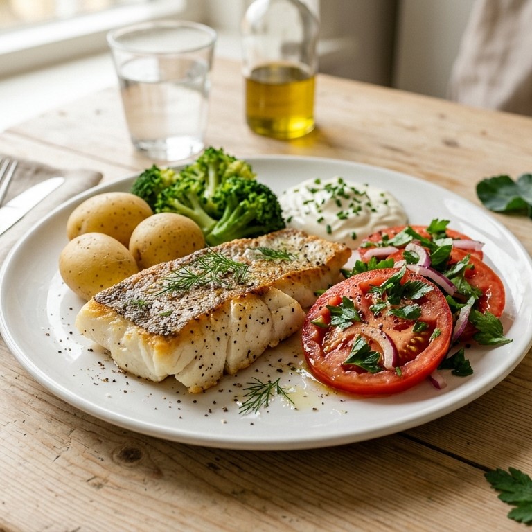 Kabeljauwfilet met tomatensalade