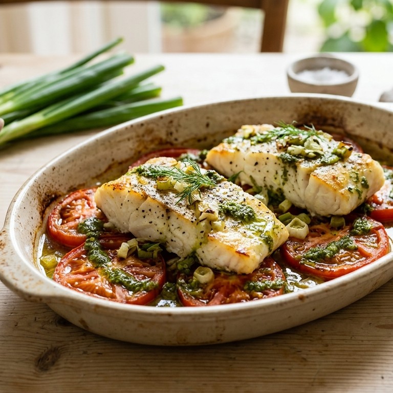 Kabeljauwfilet op tomatenbedje