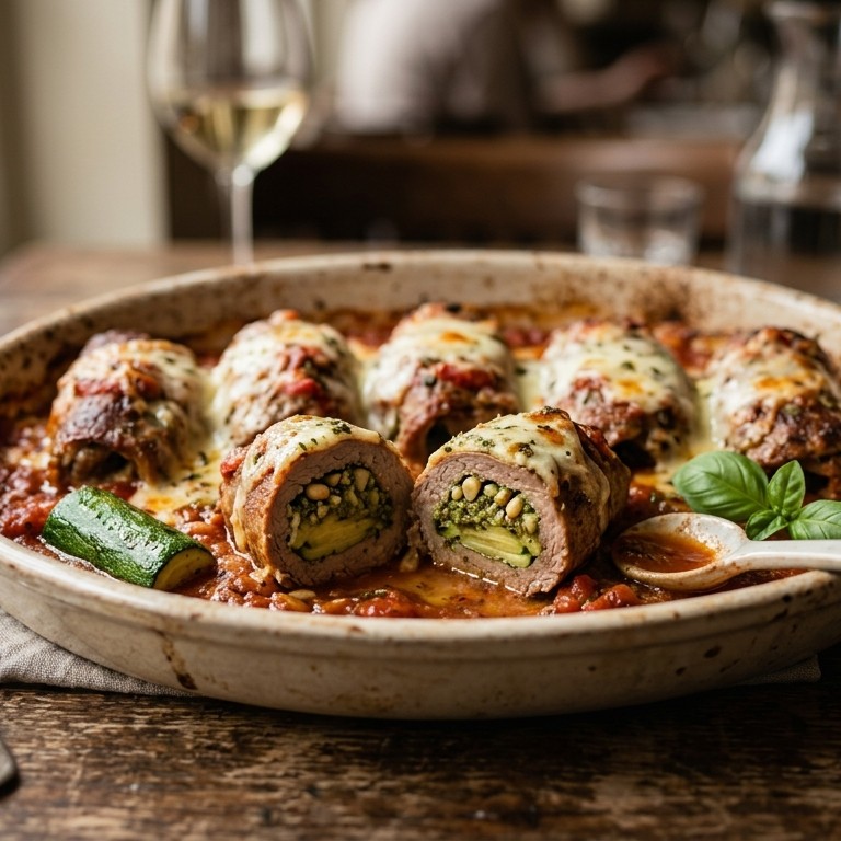 Kalfsrolletjes met pesto en courgette