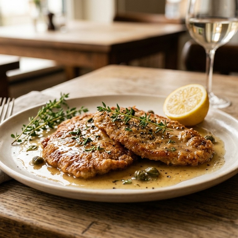 Kalfsschnitzel met zoete witte wijn