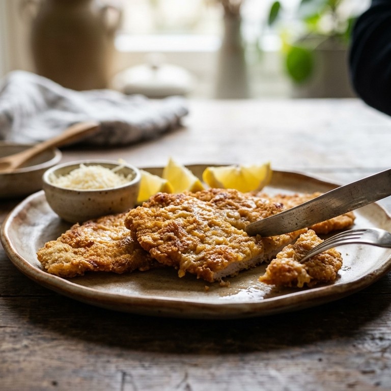 Kalfsschnitzels met een kaaskorstje