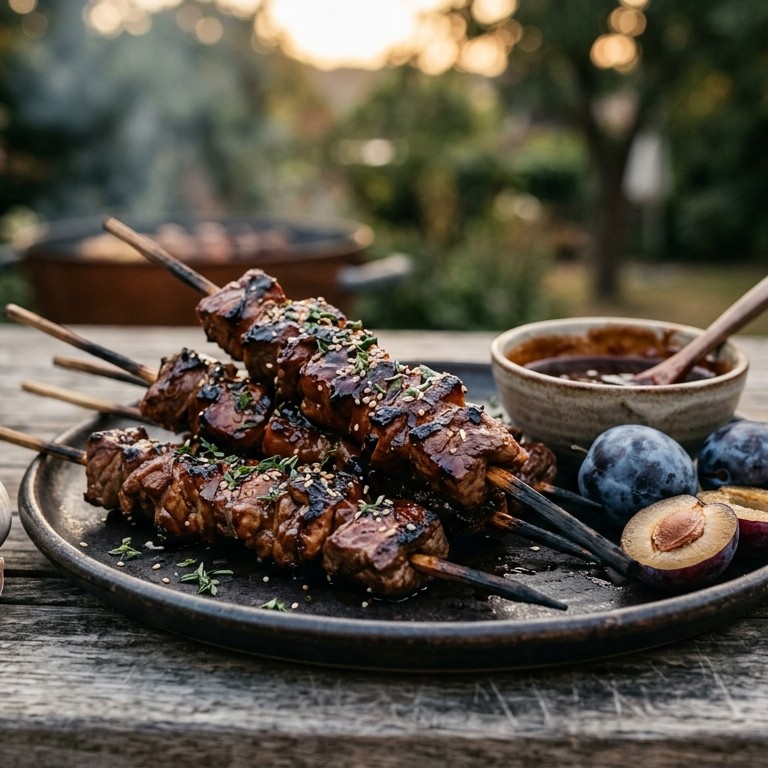 Kalfsspiesjes met pruimenmarinade