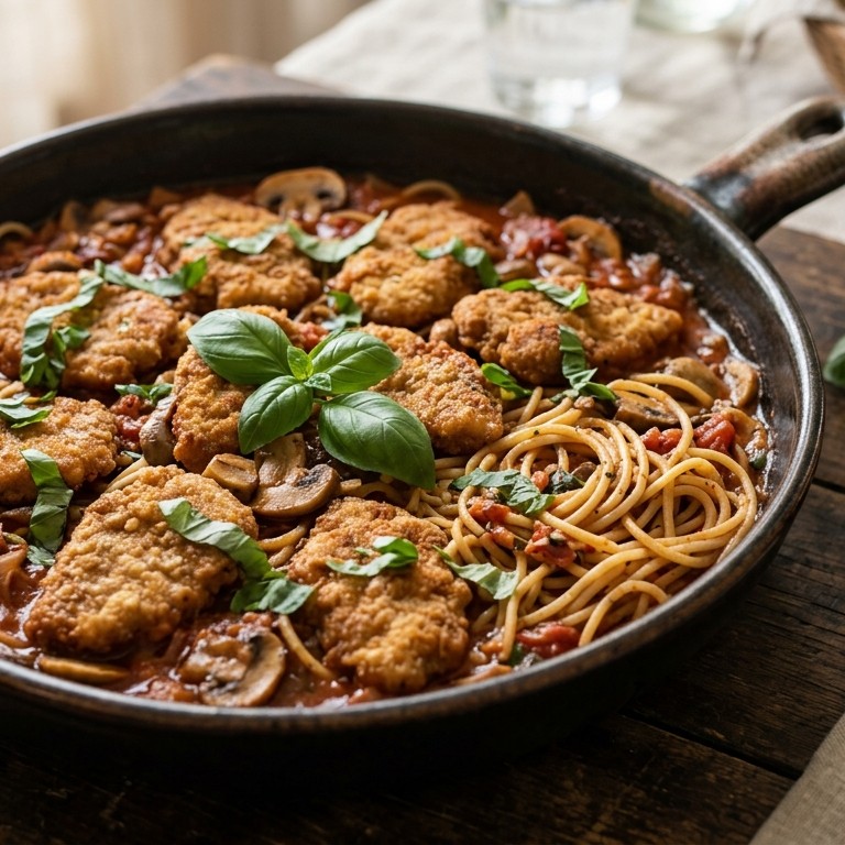 Kalkoen in tomaten-champignonsaus