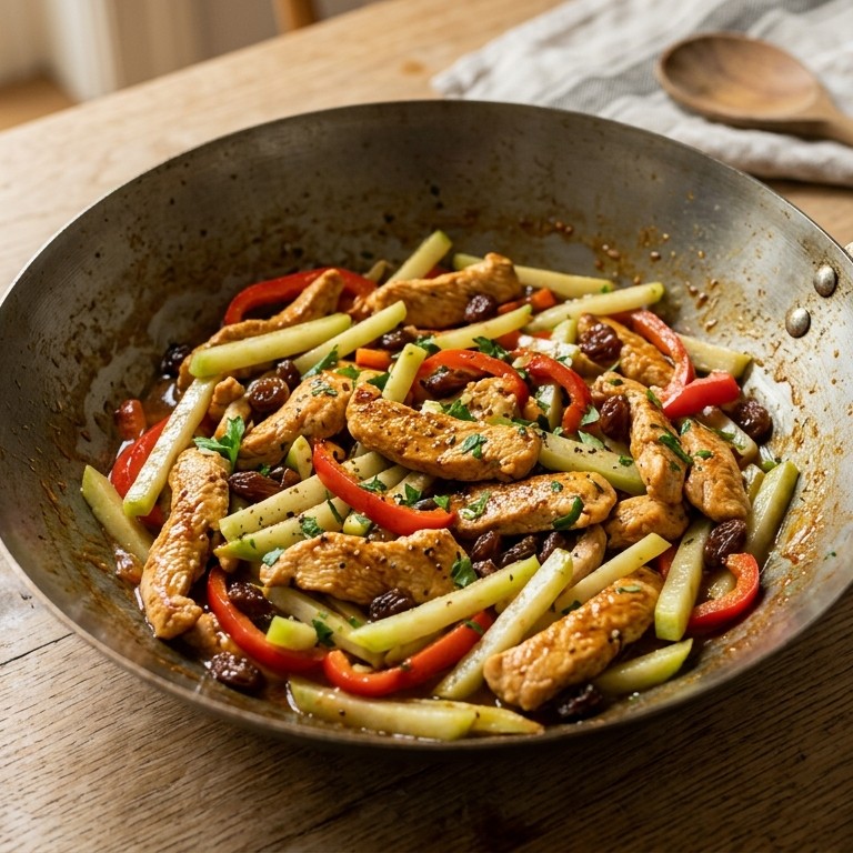 Kalkoen met paprika en koolrabi in de wok