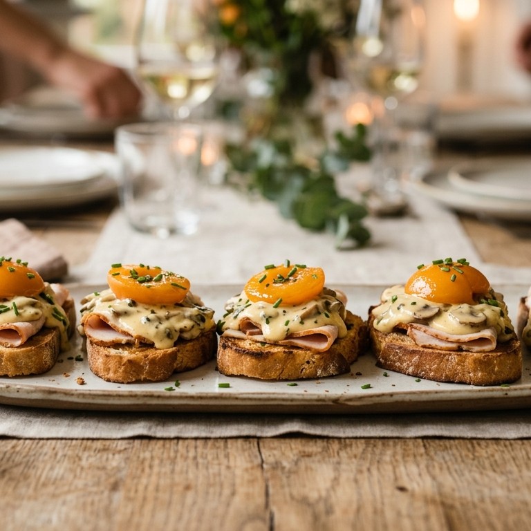 Kalkoen op toast met hollandaise-champignons voor buffet