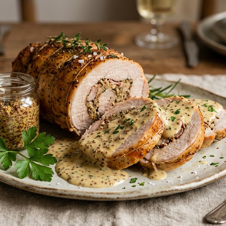 Kalkoenrollade met roomsaus
