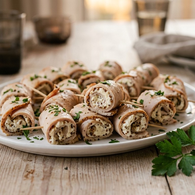Kalkoenrolletjes met roomkaas