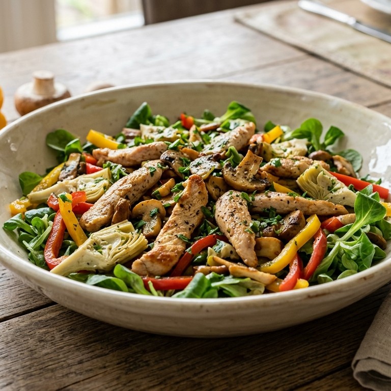 Kalkoensalade met champignons