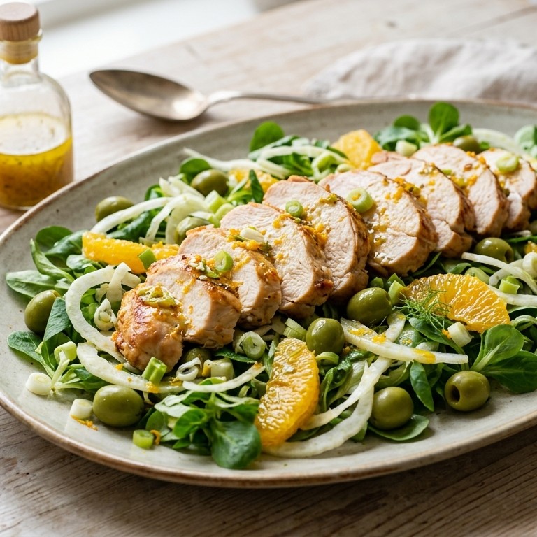 Kalkoensalade met olijven en venkel