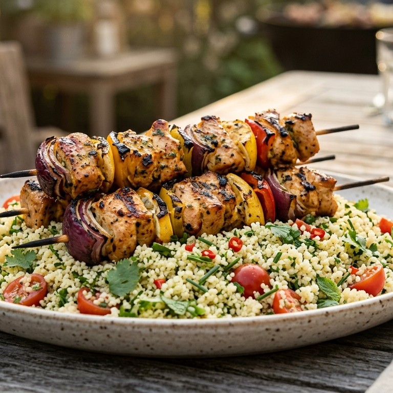 Kalkoenspiesjes met couscous