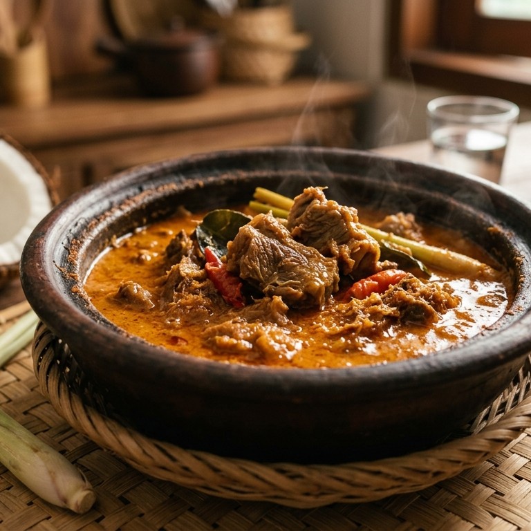 Kambing santen pedis (gesmoord geitenvlees in kokos sausje)