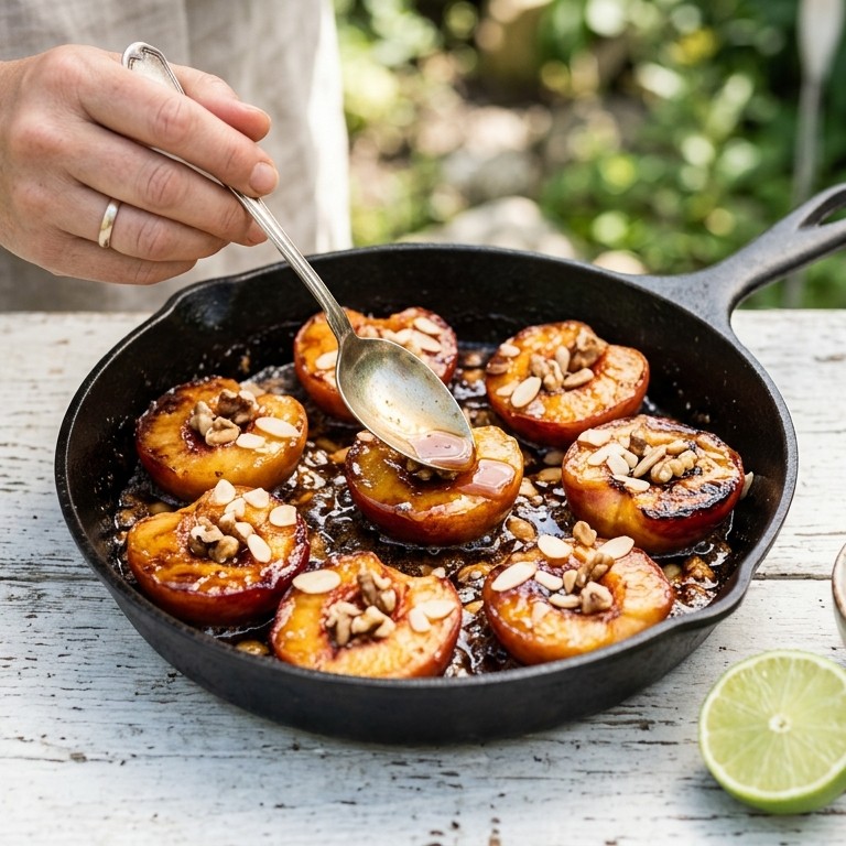Karamel nectarines met noten