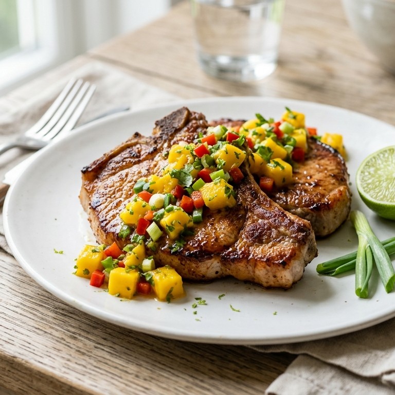 Karbonade met mango-paprikasaus