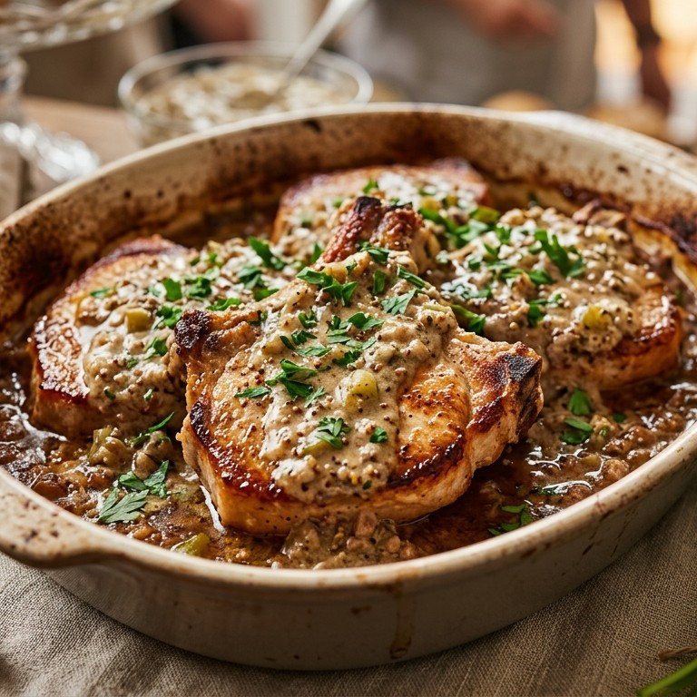 Karbonades met gehakt-mosterdsaus voor buffet