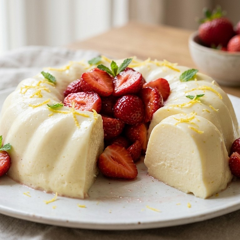 Karnemelkpudding met aardbeien