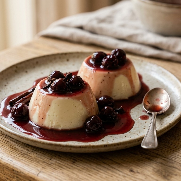 Karnemelkpudding met kersensiroop