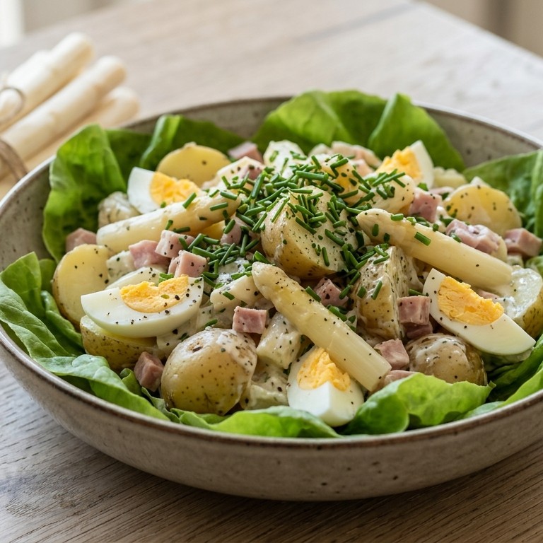 Kartoffelsalat met asperges en ei