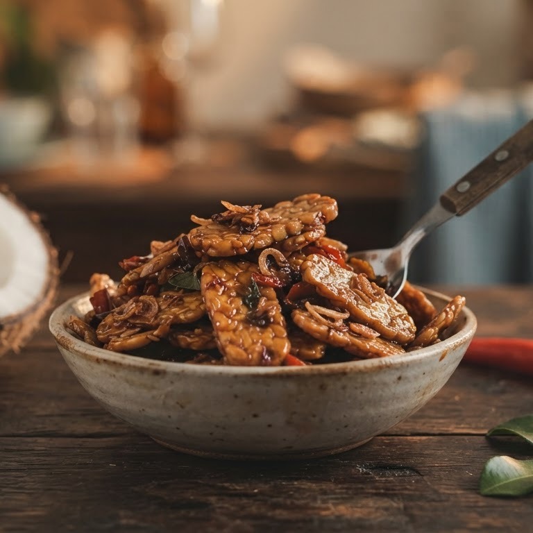 Keripik tempeh (krokant gebakken tempeh)