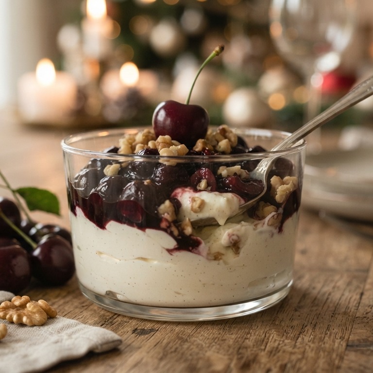 Kersendessert met noten
