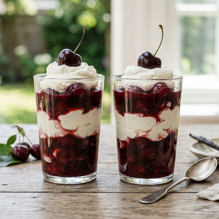 Kersendessert met slagroomyoghurt