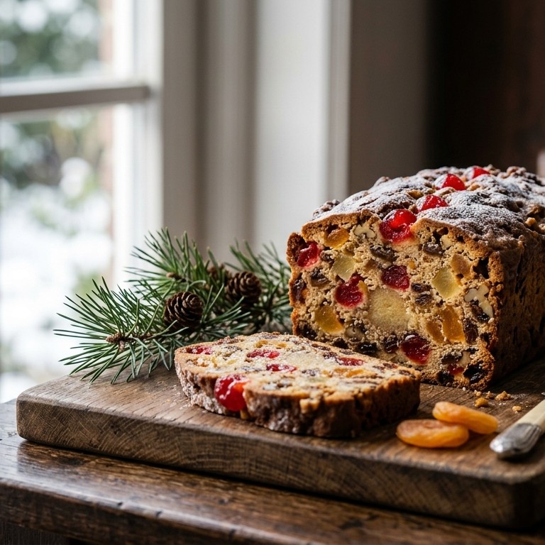 Kerstcake met fruit en noten