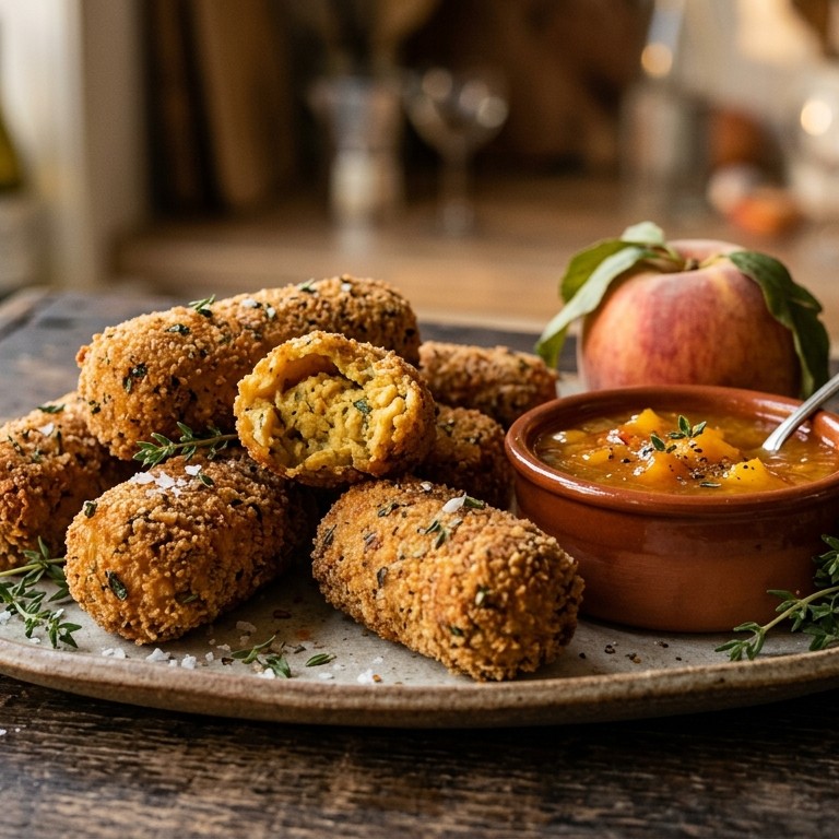 Kikkererwten-rolletjes met perzikdip