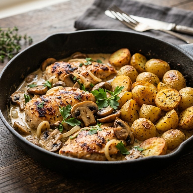 Kip champignon met krieltjes