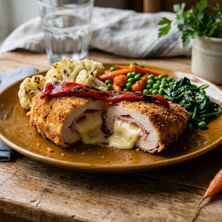 Kip cordon bleu met geroosterde paprika