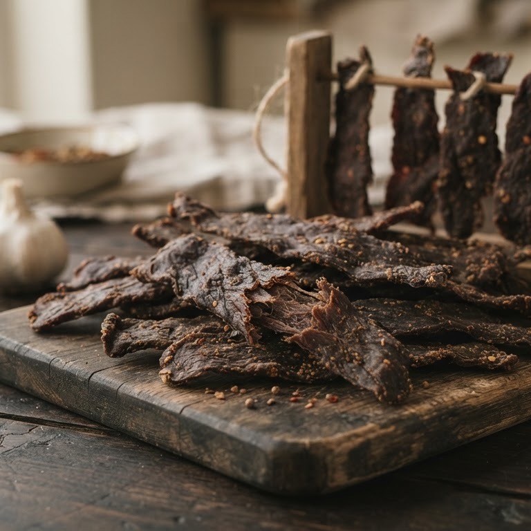 Kip Jerky ( gedroogde gekruide kip)