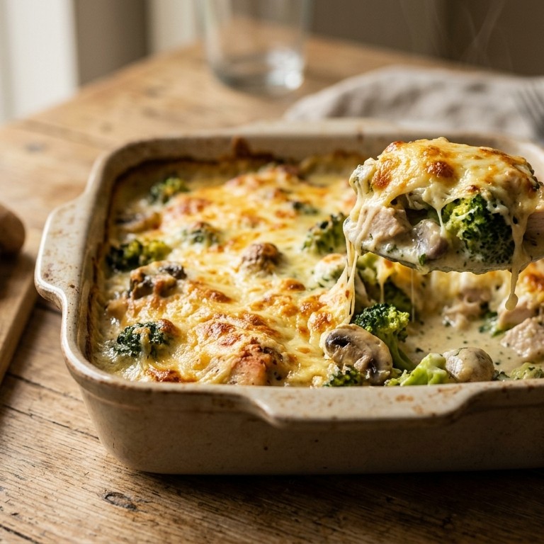 Kip met broccoli, gegratineerd