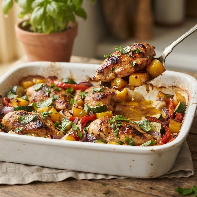 Kip met mango uit de oven