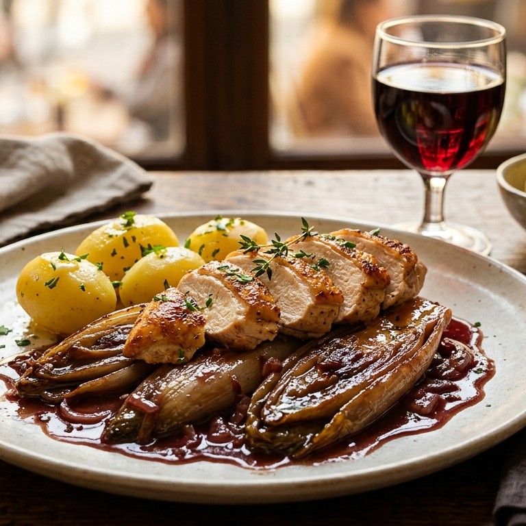 Kip met witloof en portosaus