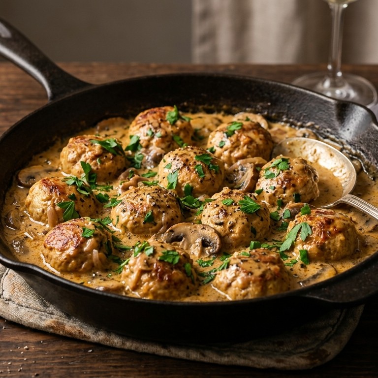 Kipballetjes met sjalotjessaus
