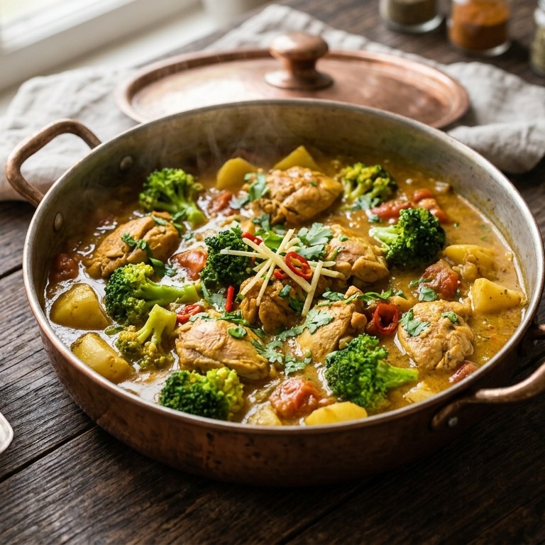Kipcurry met broccoli