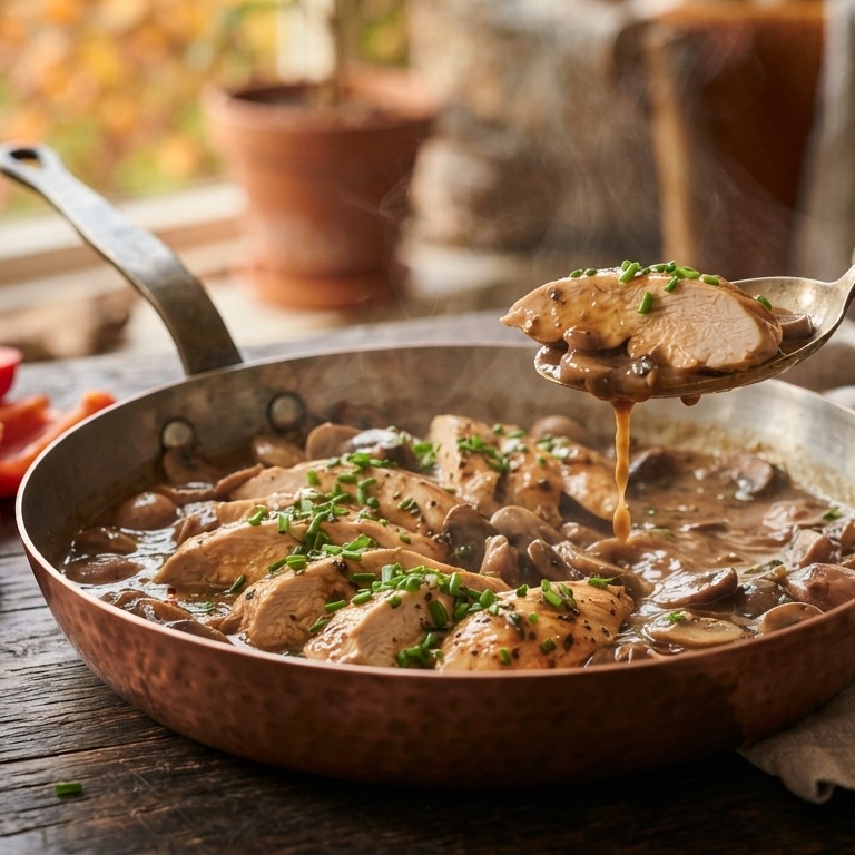 Kipfilet in een herfstomgeving
