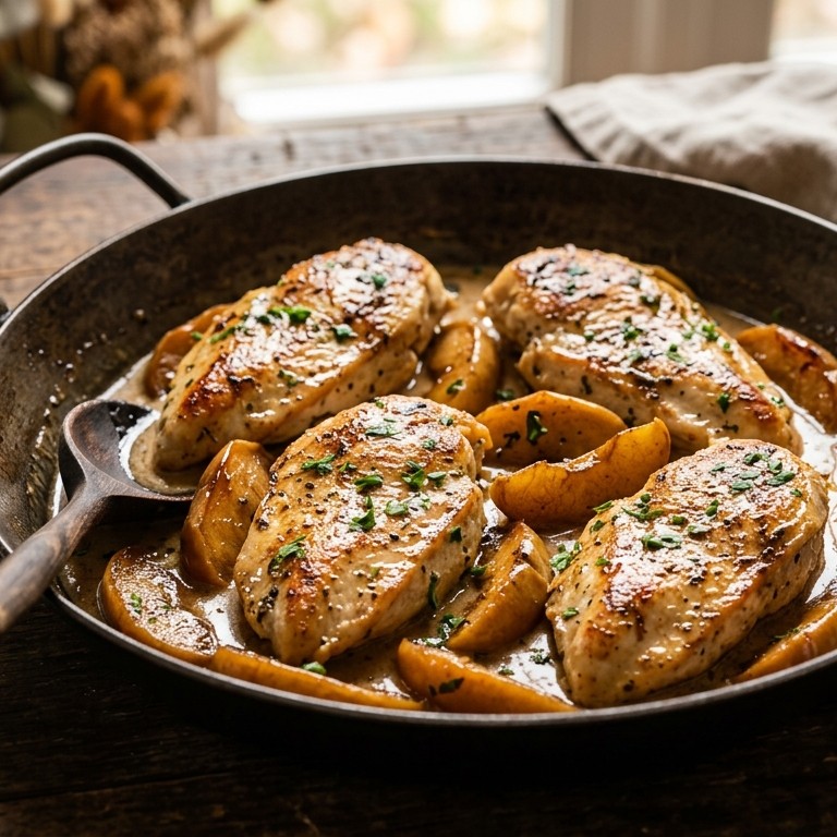 Kipfilet met gebakken appels