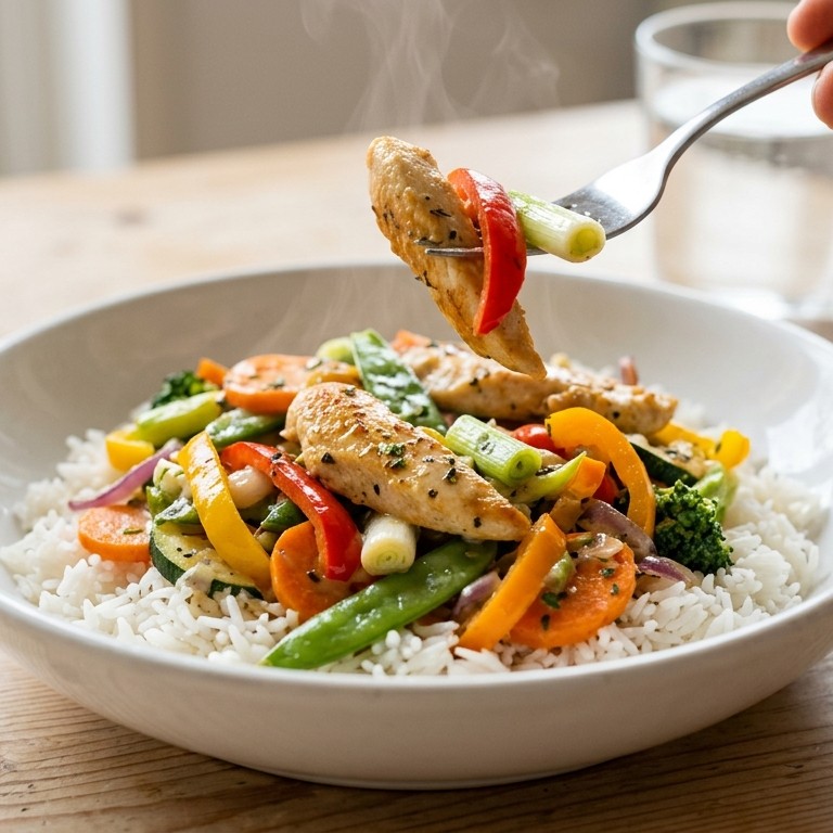 Kipfilet met groenten uit de wok