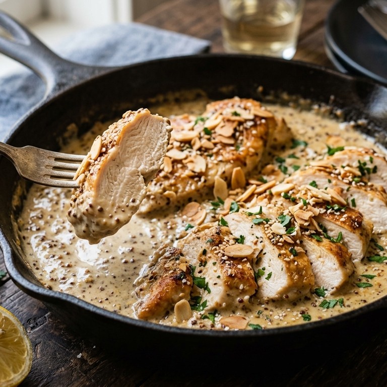 Kipfilet met mosterd en zaden saus