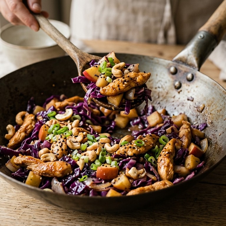 Kipfilet met rode kool en cashewnoten