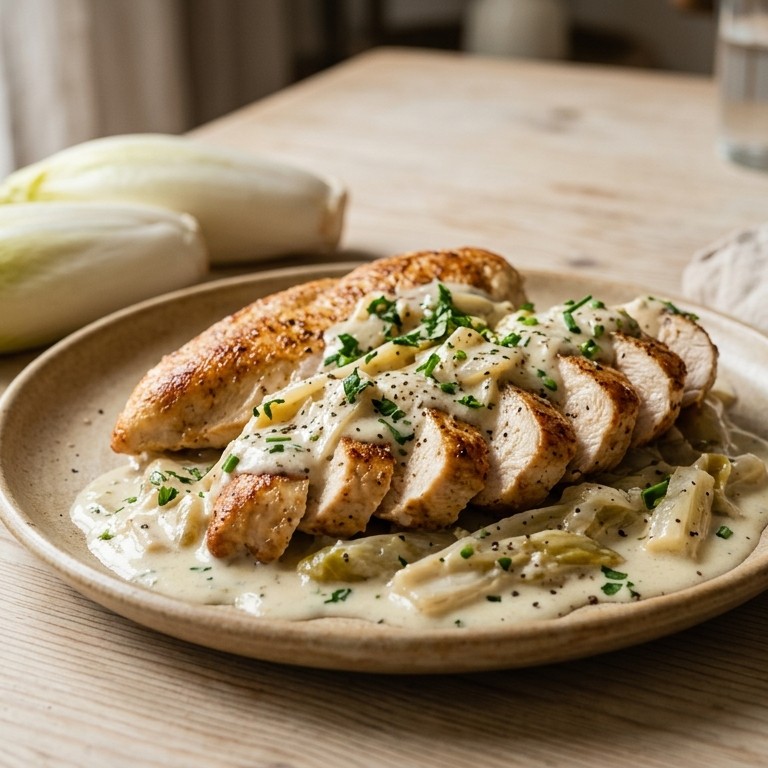 Kipfilet met witlofsaus