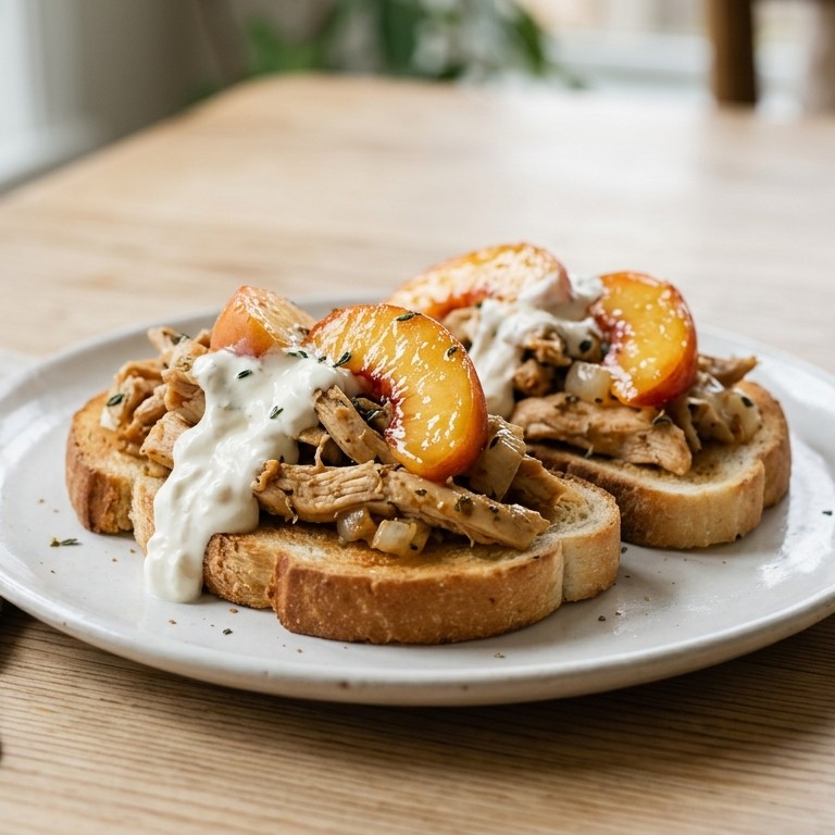 Kipfilet met zure room op toast