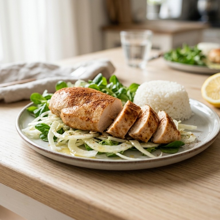 Kipfilet op venkelsalade