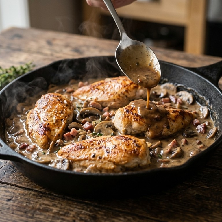 Kipfilets in champignonsaus