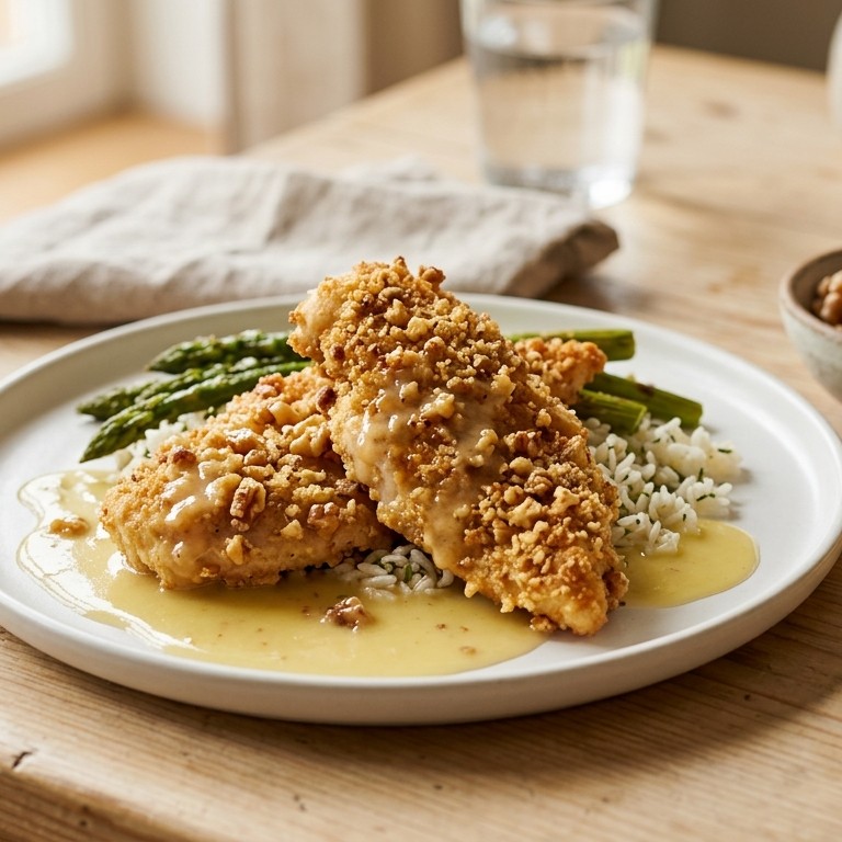 Kipfilets met walnoten en citroensaus