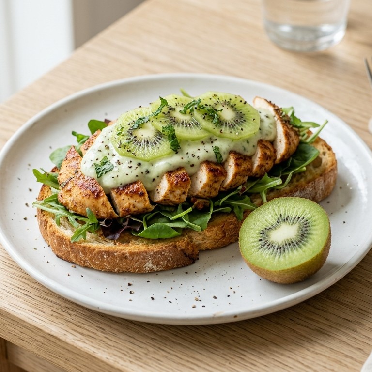 Kipfilets op toast met kiwisaus