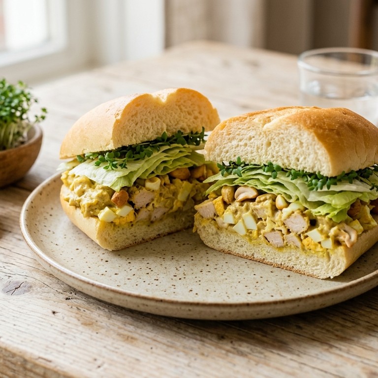 Kipkerriesalade sandwich